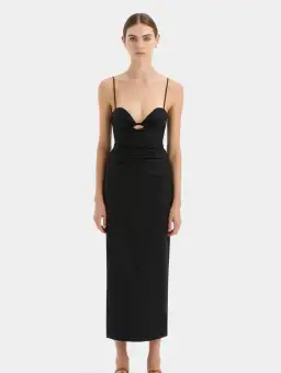 Sir the Label Noemi Balconette Midi Dress in black Size AU 8