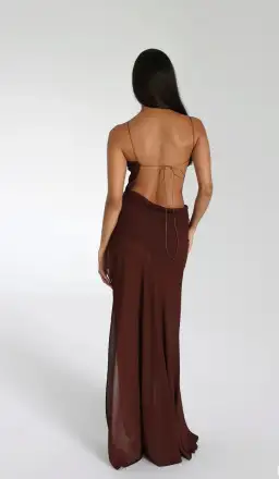 Natalie Rolt Dahlia Maxi Dress Espresso in Brown Size 8 for rent on The Volte - image 2