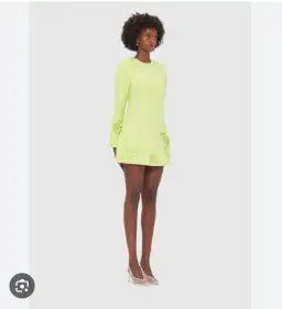 Leo Lin Long Sleeve Petal Mini Dress in Chartreuse Size AU 8   for rent on The Volte - image 3