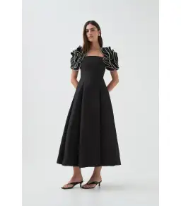 Aje Twyla Midi Dress Black Size AU 12