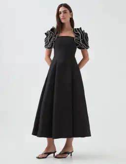 Aje Twyla Midi Dress Black Size 14