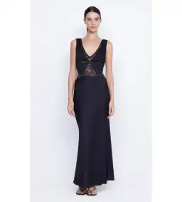 Bec & Bridge Juliette V Neck Maxi Dress in Black Size AU 12