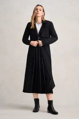 Blue Illusion Ponte Trench Coat in Black Size S / AU 10 for rent on The Volte - image 1