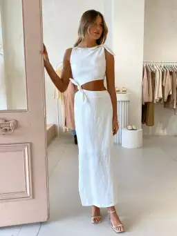 Sir Ambroise Knot Dress in Ivory Size AU 8 for rent on The Volte - image 1