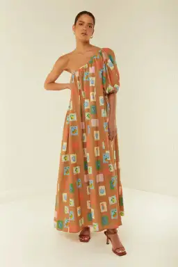 Palm Noosa Lotus Maxi Dress in Brown Print Size 12  for rent on The Volte - image 5