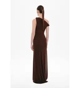 Misha Sisal Mesh Maxi Dress in Espresso Size 8 for rent on The Volte - image 3