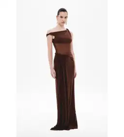 Misha Sisal Mesh Maxi Dress in Espresso Size 8 for rent on The Volte - image 2