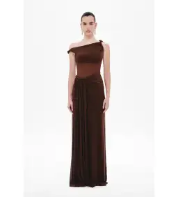 Misha Sisal Mesh Maxi Dress in Espresso Size 8 for rent on The Volte - image 1