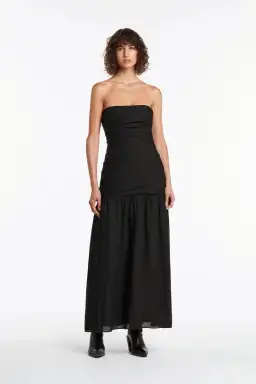 Sir The Label Clemence Gathered Midi Dress Black Size 0 / AU 6