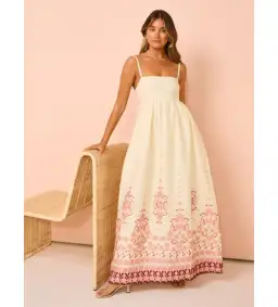 Hansen & Gretel Akacia Maxi Dress Cream Empress In Size S/8