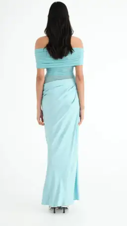 Benni Nico Off Shoulder Maxi Dress  in Aquamarine Size AU  12 for rent on The Volte - image 3