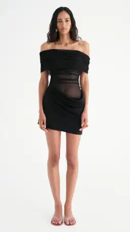 Benni Nico Off Shoulder Mini Dress in Black Size 8 for rent on The Volte - image 1