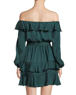Flounce Off-the-shoulder Silk Mini Dress Size 8