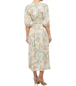 Zimmermann Veneto Floral Shirred Waist Midi Dress Print Size 0 / Size AU 8   for rent on The Volte - image 2