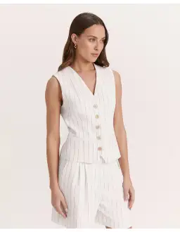 Saba Dharma Pinstripe Vest White Size AU 4 for rent on The Volte - image 2