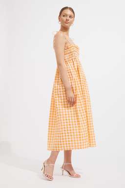 Steele - Sierra Dress - Papaya Check - Size 10 for rent on The Volte - image 2