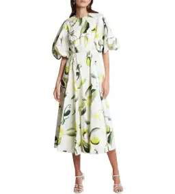 Aje Zest Midi Dress Tropical Lime Print Size AU 12