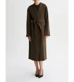 Willow Grace Wool Shawl Collar Coat Olive Size AU 12