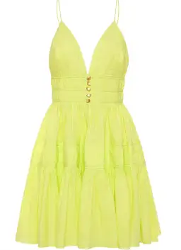 Aje Grace Tiered Dress in Light Lemon Green Size 6/XS for rent on The Volte - image 4