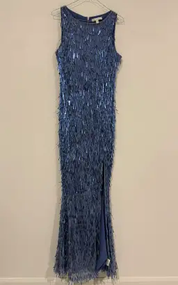 Rachel Gilbert Blue Embellished Gown Sequin Blue Size 10 for rent on The Volte - image 1