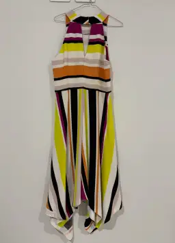 Veronika Maine Striped Halter Midi Dress Multi Size  12 for rent on The Volte - image 3