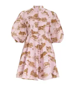 Zimmermann  Linen Toile Mini Dress Pink Print Size AU 14 for rent on The Volte - image 2