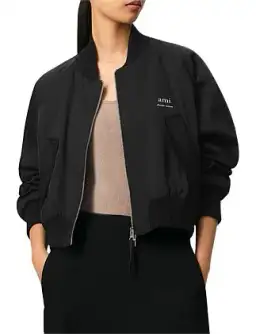 AMI Loose AMI Logo Twill Bomber Jacket Size 10