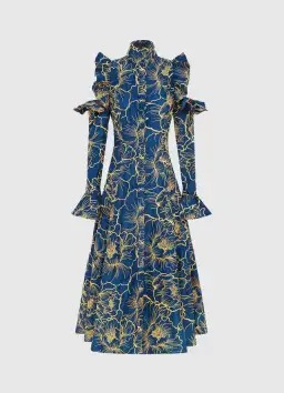 Leo Lin Ezra Midi Dress Marine Blue Size 8 for rent on The Volte - image 1