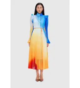 Leo Lin Multicolour Katrina Butterfly Sleeve Midi Dress – Enigma Size AU 10 for rent on The Volte - image 1