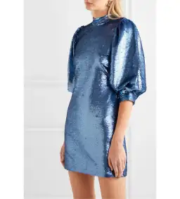 Ganni Forever Sequin Mini Dress in Blue Size 10 for rent on The Volte - image 2