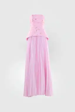 Justin Tong Cascade Pleated Gown Pink Size 12   for rent on The Volte - image 8