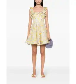 Zimmermann Harmony Frilled Mini Dress in Citrus Garden Print Size o / AU 8