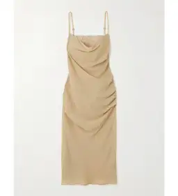The Attico Crystal Embellished Draped Crepe Bustier Midi Dress Beige Size 8 for rent on The Volte - image 5