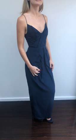 Zimmermann Pleated Silk Maxi Dress Navy Size 8