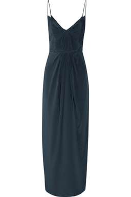 Zimmermann Pleated Silk Maxi Dress Navy Size 8