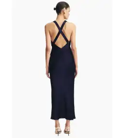 Shona joy Camille Lace Cross Back Split Maxi Dress Midnight/Ivory Size AU 8 for rent on The Volte - image 3