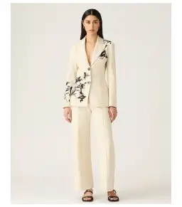 Mos The Label Lis Embroidery Blazer Ivory Size AU 16