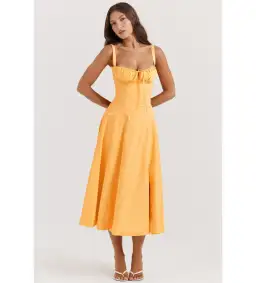 House of CB Carmen Bustier Midi Sundress Tangerine Size XS/AU 6