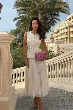 Self-portrait Sequined Bouclé Midi Dress White Size AU 10 for rent on The Volte - image 1