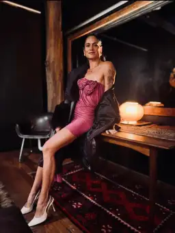 Magda Butrym Strapless Violet Sash Mini Dress Pink  Size S/Au 8  for rent on The Volte - image 1