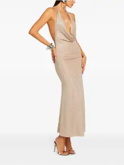 Retrofete Saar Embellished Plunge Metallic Gold Dress Size S / AU 8 for rent on The Volte - image 2