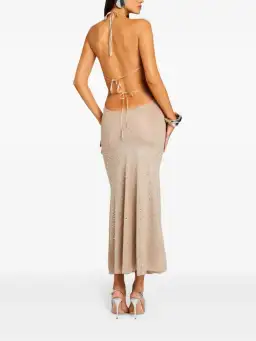 Retrofete Saar Embellished Plunge Metallic Gold Dress Size S / AU 8 for rent on The Volte - image 3