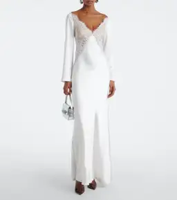 Self-Portrait x Christopher Kane Lace Trimmed Satin Gown White Size 10 for rent on The Volte - image 2