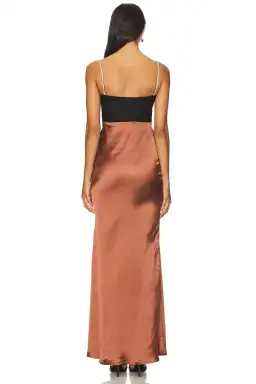 Self-Portrait Satin Diamante Maxi Dress Brown Size 8 for rent on The Volte - image 3
