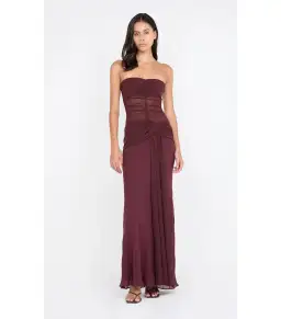 Bec & Bridge Noemi Strapless Maxi Dress in Plum Size AU 8 