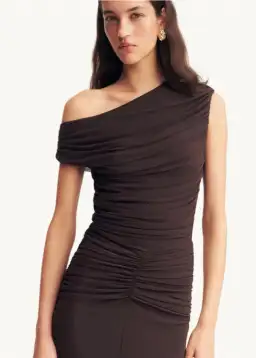 Shona Joy Mira Off Shoulder Maxi Dress Chocolate Brown Size 6 for rent on The Volte - image 4