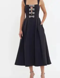 Rebecca Vallance Luiza Strap Midi Dress Black Size 8 for rent on The Volte - image 1