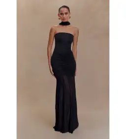 Meshki Caspian Slink Mesh Off Shoulder Maxi Dress Black Size 8 for rent on The Volte - image 4