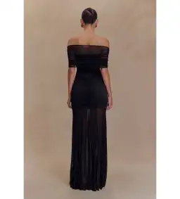 Meshki Caspian Slink Mesh Off Shoulder Maxi Dress Black Size 8 for rent on The Volte - image 5