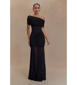Meshki Caspian Slink Mesh Off Shoulder Maxi Dress Black Size 8 for rent on The Volte - image 2